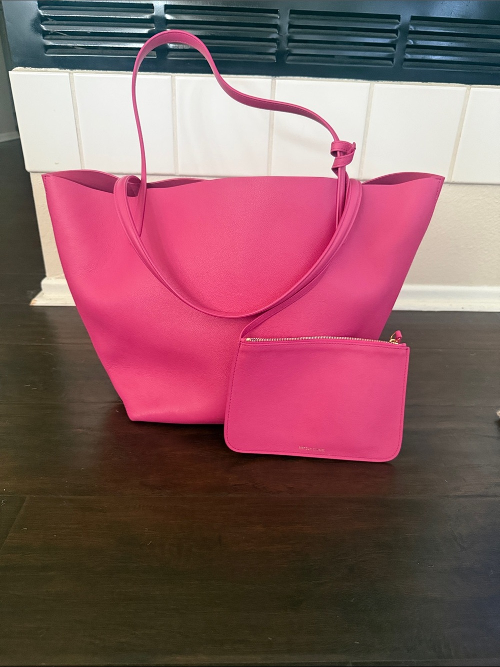 Mansur Gavriel Bright Pink Tote with Matching Pouch